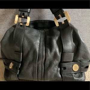 Michael Kors black leather expandable purse